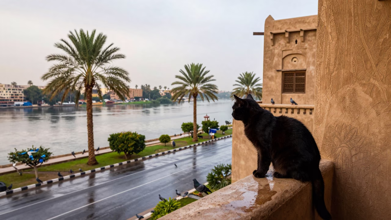 Watching Pigeons in Luxor in in Luxor, Egypt