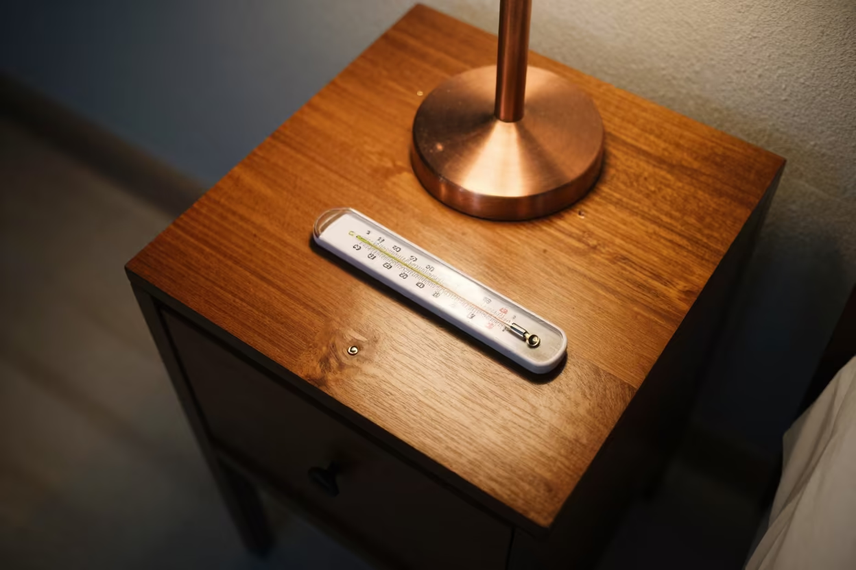 Watchmaker Thermometer Under Warm Lamp in on a bedside table in Quezon City