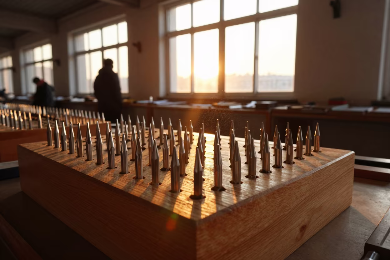 Watchmaker Tools in Pyongyang Market Hall Sunset Light in in a market hall in Pyongyang