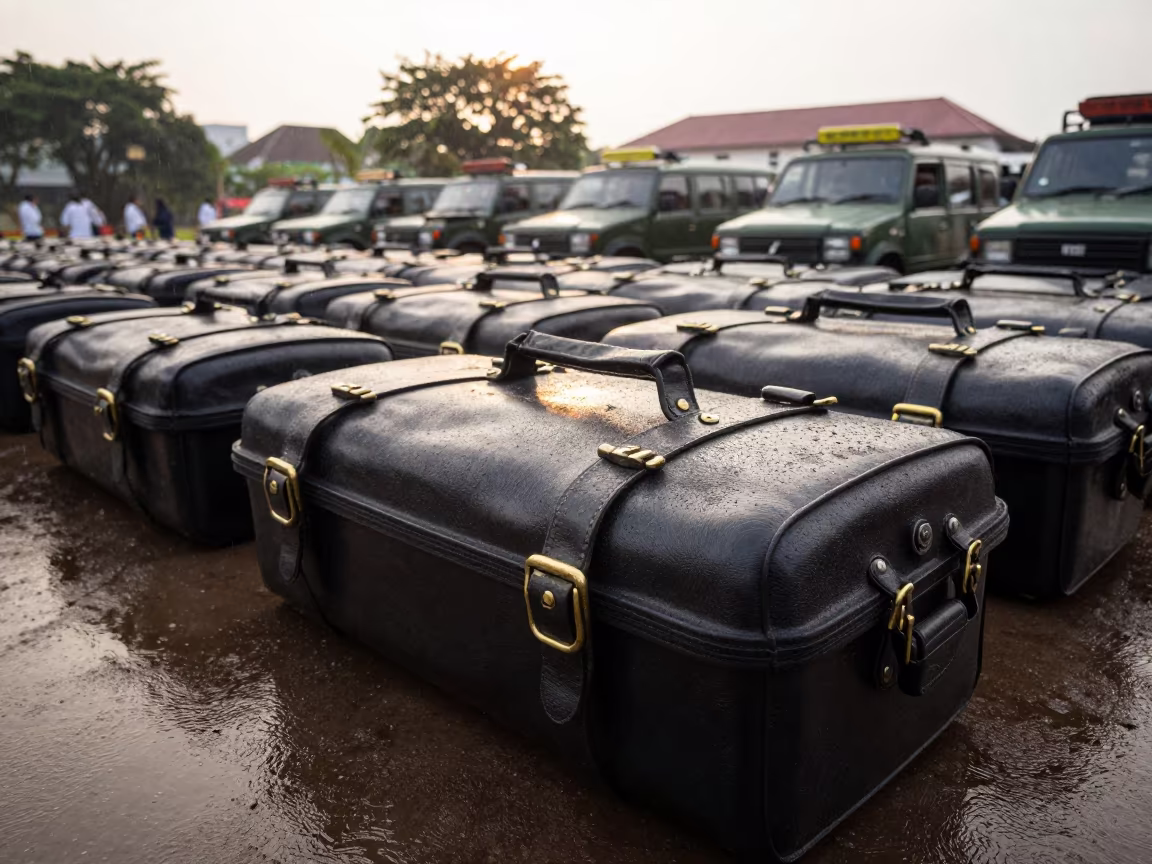 Water Buffalo Hose Cap Case on Semarang Parade Ground in on a parade ground in Semarang