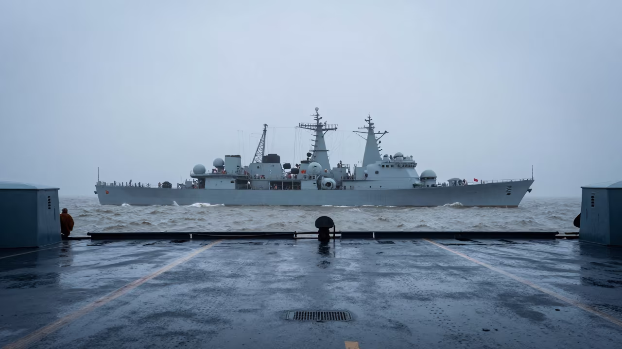 Water Can Rack on Naval Deck in Cuban Dawn in on a naval deck in rough wind in Cuba