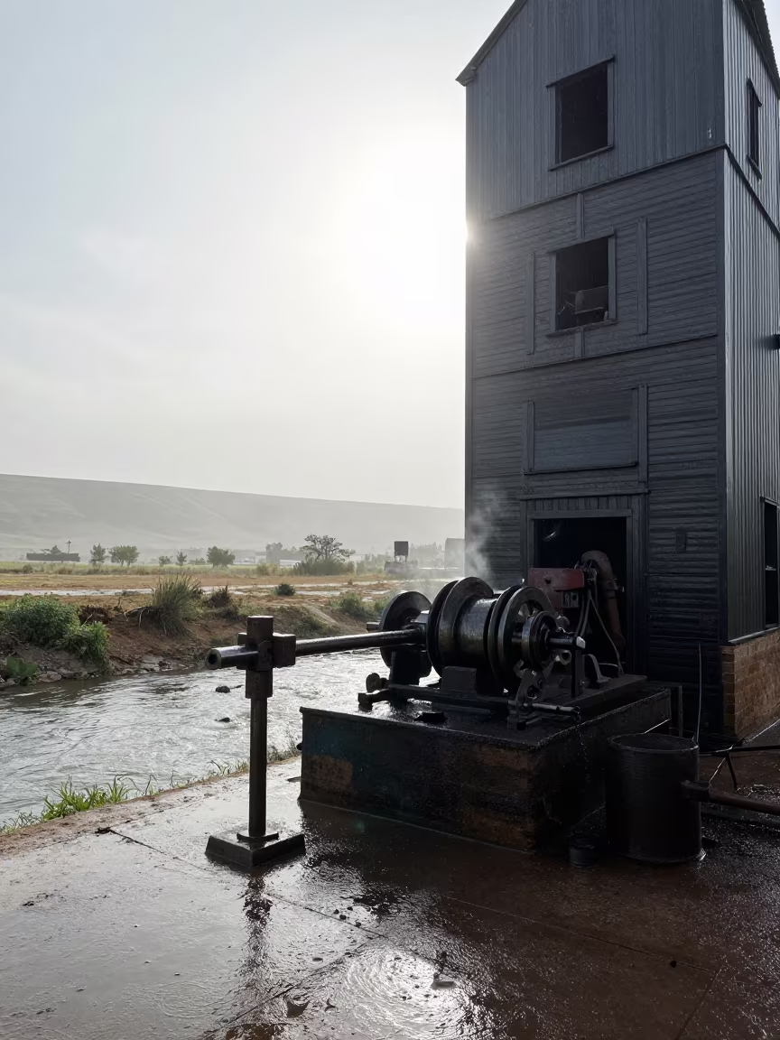 Water Forge and Stream Inside Grain Elevator Manisa in inside a grain elevator near Manisa