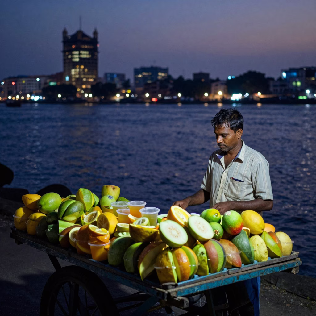 Water in Mumbai at As City Lights Begin To Glow in in Mumbai, India