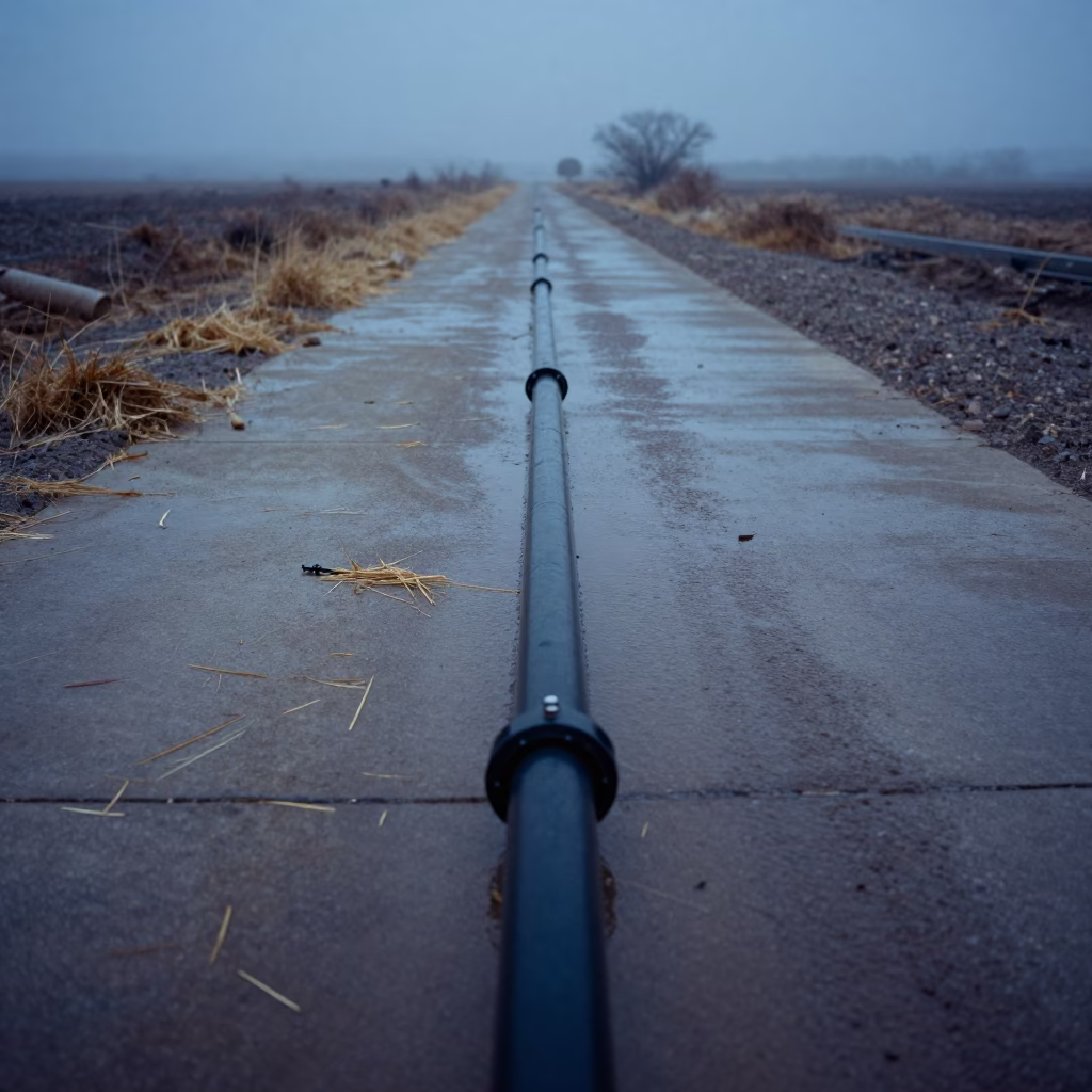 Water Line Flush Key Dry Feedlot Lane in along a feedlot lane in New Mexico