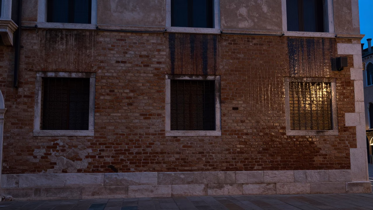 Water Marks at The Predawn Darkness Light in Venice in in Venice, Italy