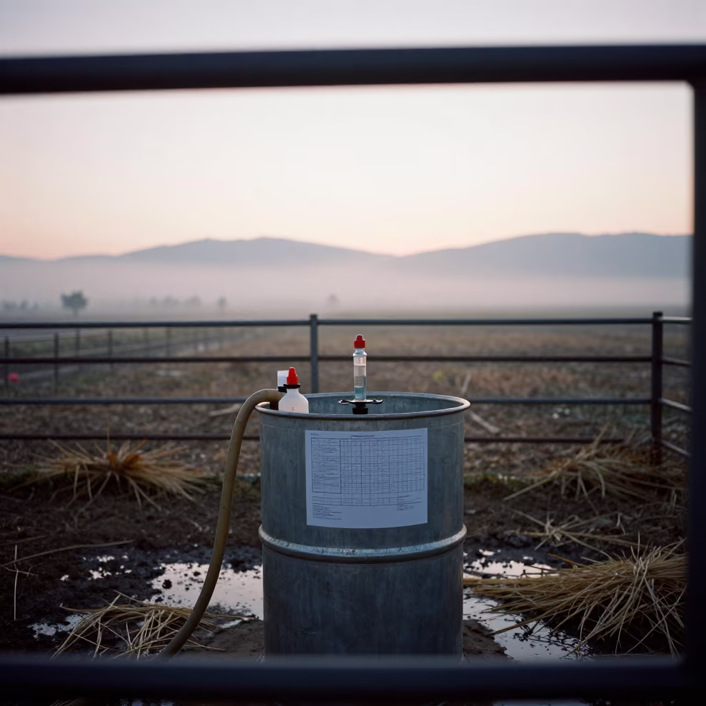 Water Quality Test in Yunnan Ranch Barn in inside a ranch corral in Yunnan