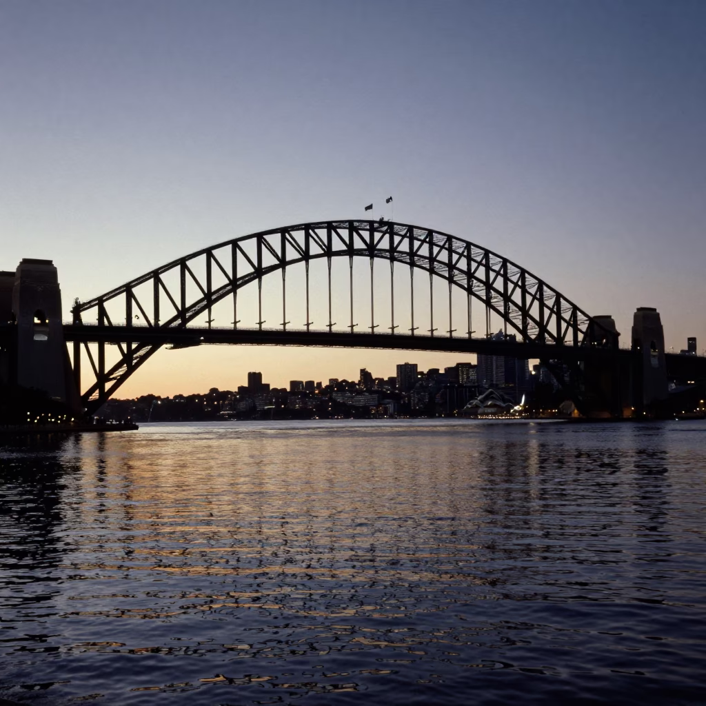 Water Reflections in Sydney at The Predawn Darkness Light in in Sydney, New South Wales, Australia