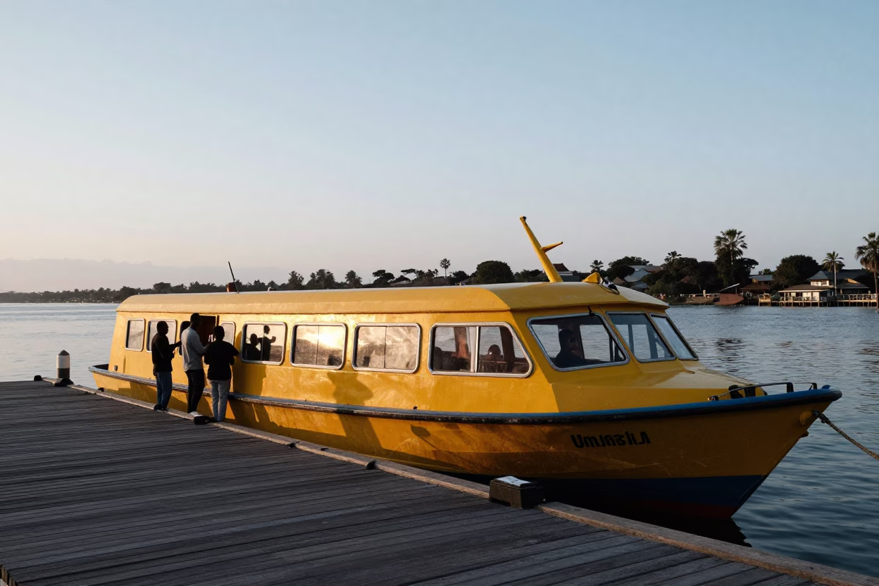 Water Taxi at Floating Dock in Durban South Africa Early Evening in in Durban, South Africa