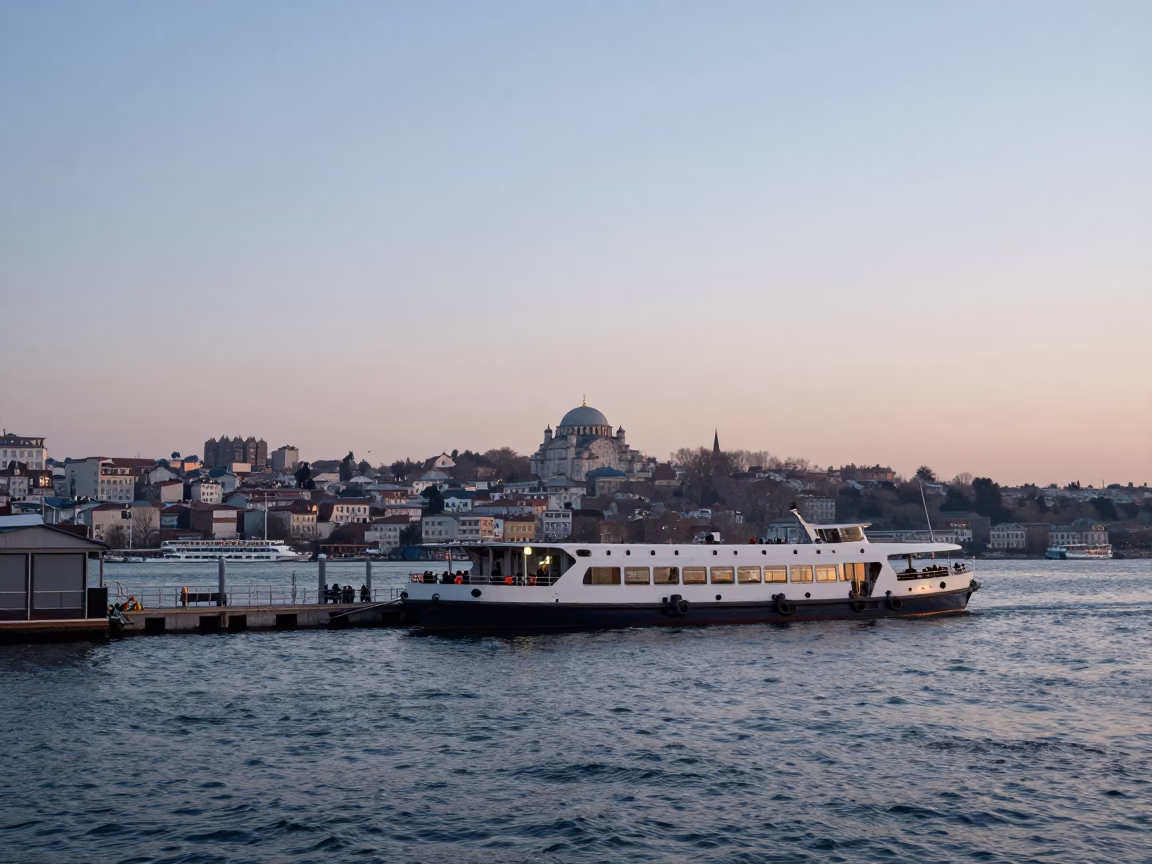 Water Taxi in Istanbul at The Early Evening Light in in Istanbul, Turkey