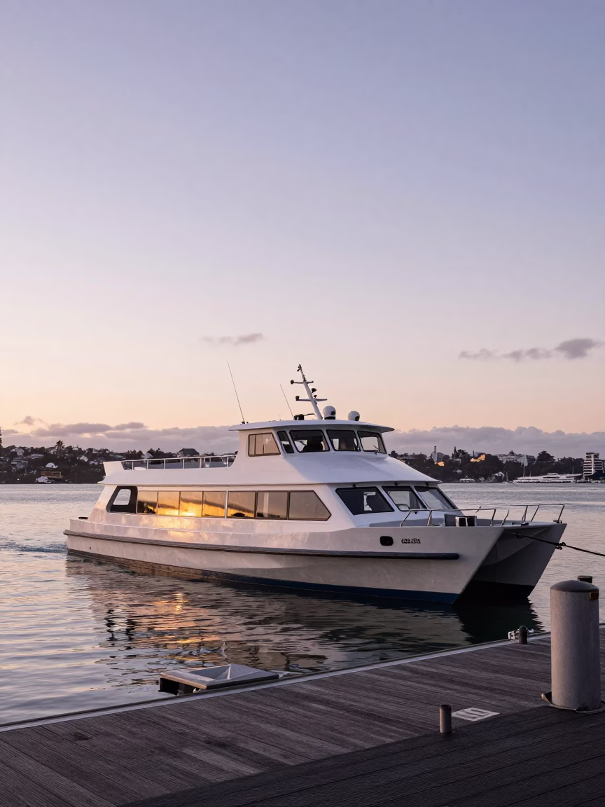 Water Taxi just after sunrise in Auckland in in Auckland, New Zealand
