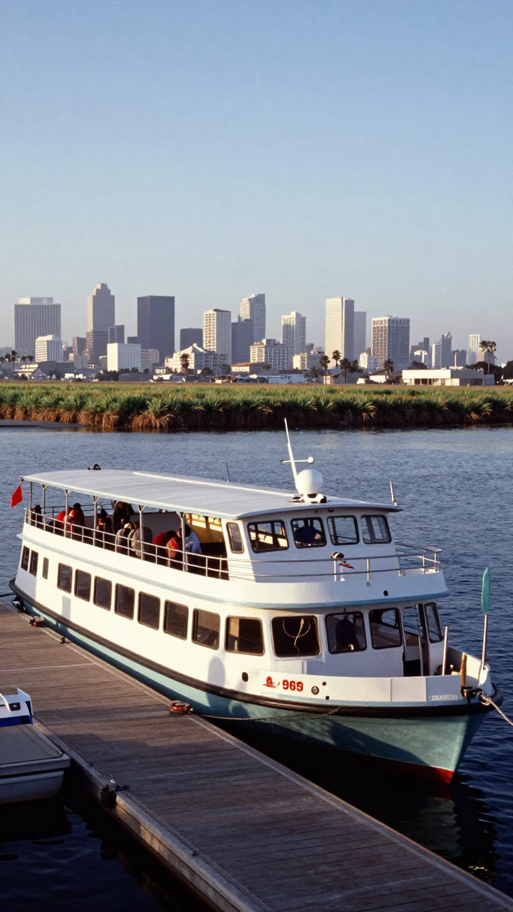 Water Taxi just after sunrise in Los Angeles in in Los Angeles, California, United States
