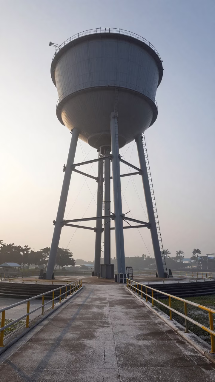 Water Tower Base Winter Frost Singapore Morning in beside a water tower ladder in Singapore