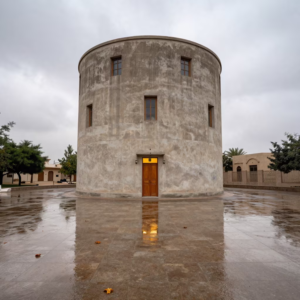 Water Tower Home in Shibin Al Kawm Plaza in across a formal civic plaza in Shibin Al Kawm