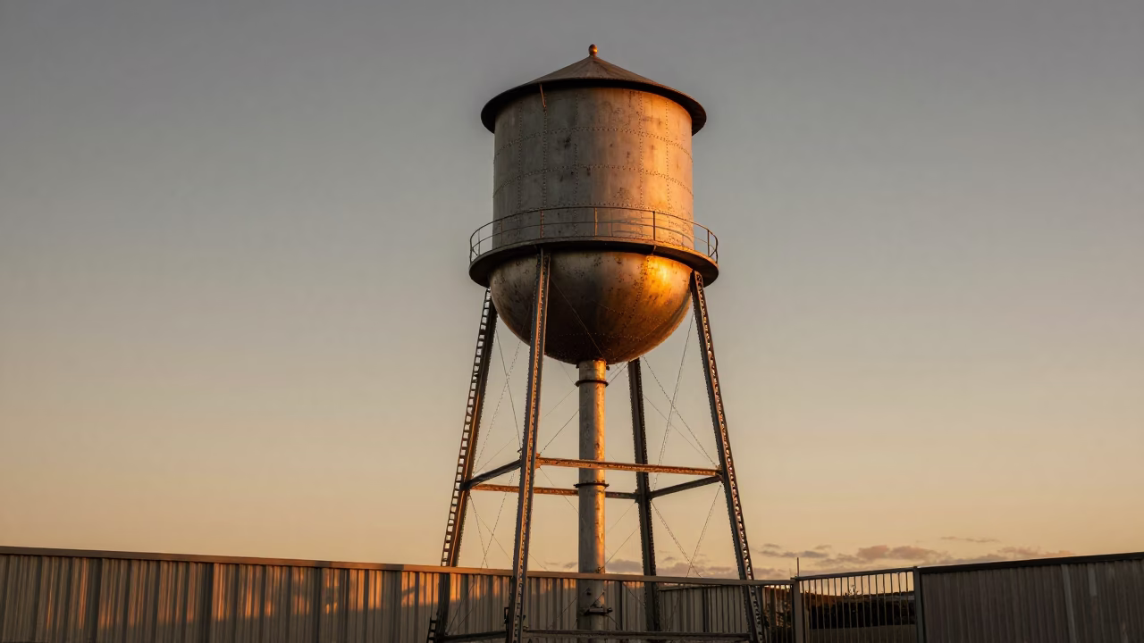 Water Tower in Portland at Honeyed Evening Light in in Portland, Oregon, United States