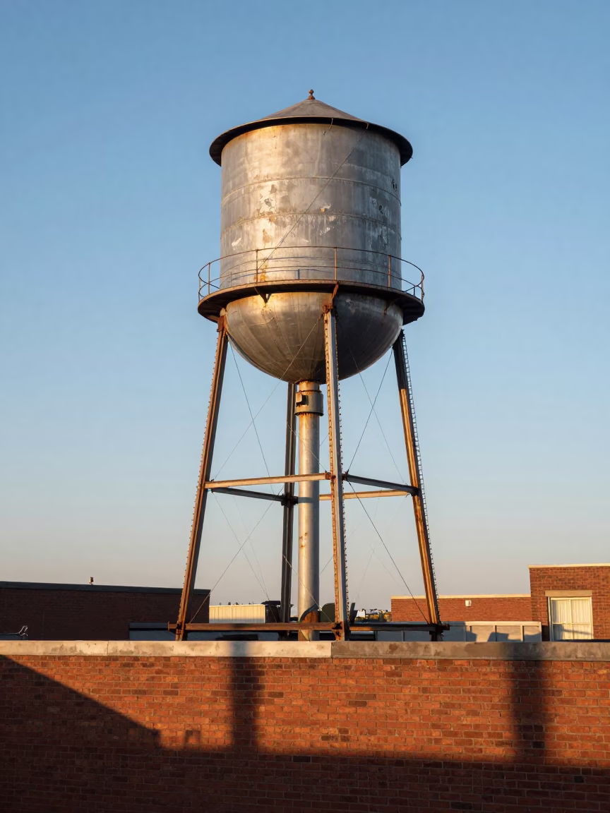 Water Tower just after sunrise in New York in in New York, New York, United States