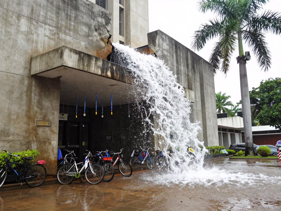Waterfall Entrance Civic Rain Season Bicycles in outside a polling station entrance near Cabinda