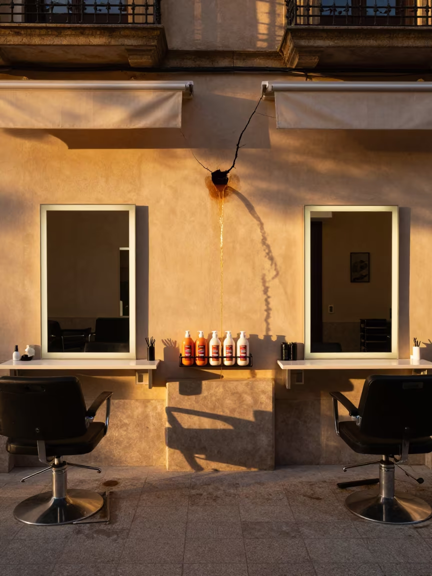 Waterfall Lash Shampoo Salon Zaragoza in at a salon reception counter in Zaragoza