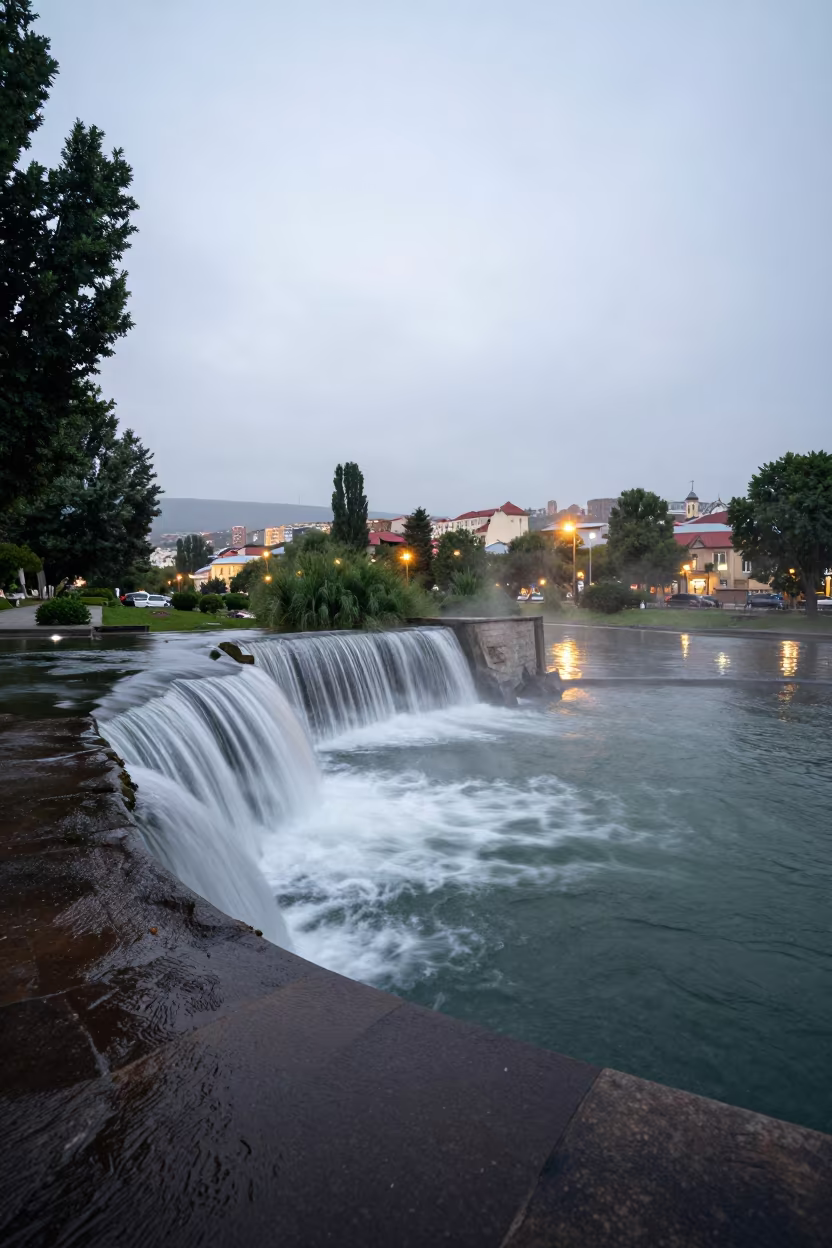 Waterfall plunging into pool near Tbilisi in near Tbilisi