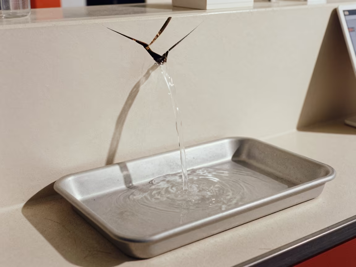 Waterfall Sink Surreal Retail Checkout in at a checkout lane under flat store light near Chunxi Road, Chengdu
