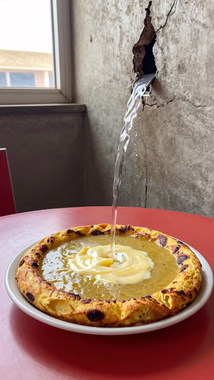 Waterfall Soup Bowl in Ilorin Diner Noon Light in at a roadside diner table in Ilorin
