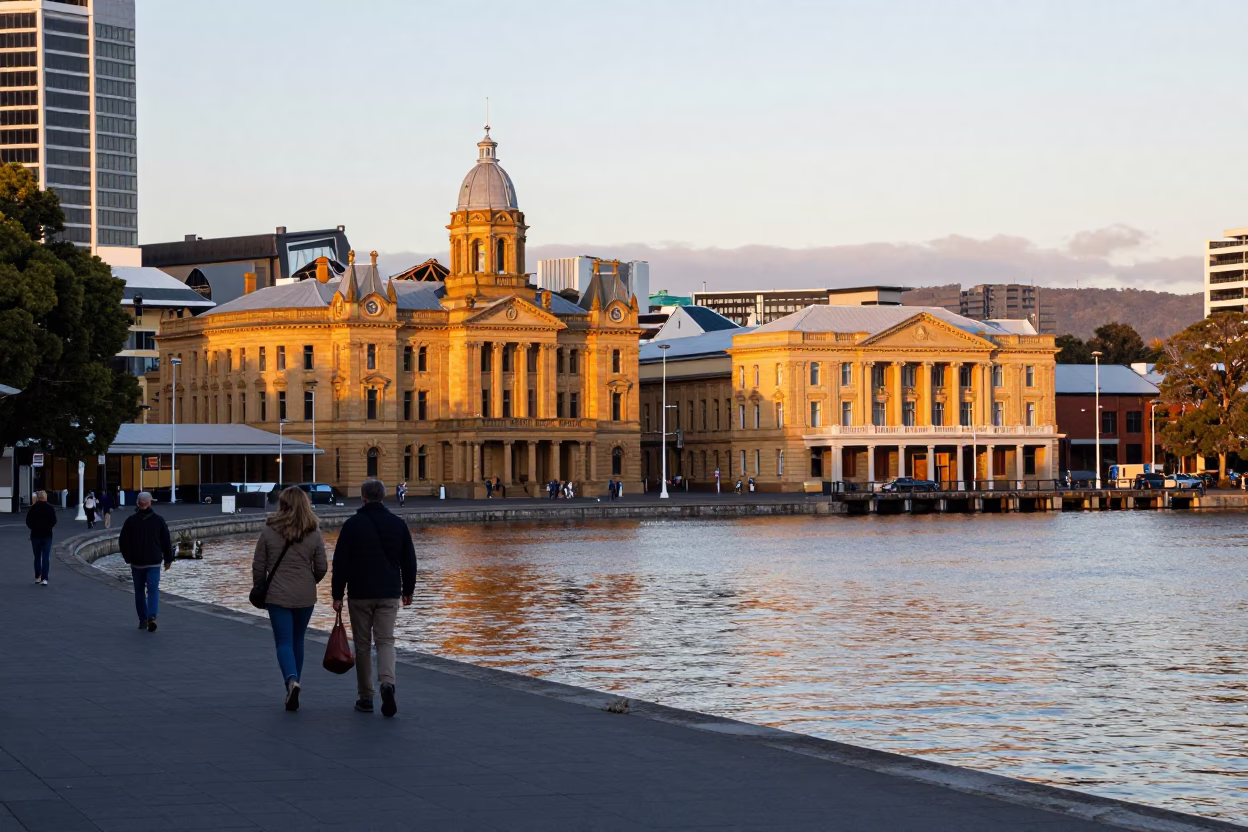Waterfront And Salamanca Place Architecture in Hobart in in Hobart, Tasmania, Australia