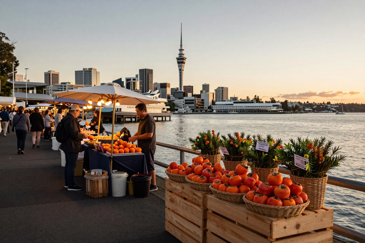 Waterfront Evening in Auckland at Honeyed Evening Light in in Auckland, New Zealand