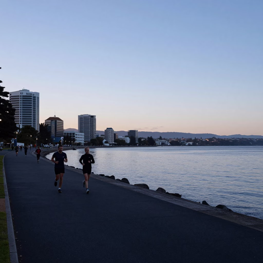 Waterfront in Hobart at First Light Of Dawn in in Hobart, Tasmania, Australia