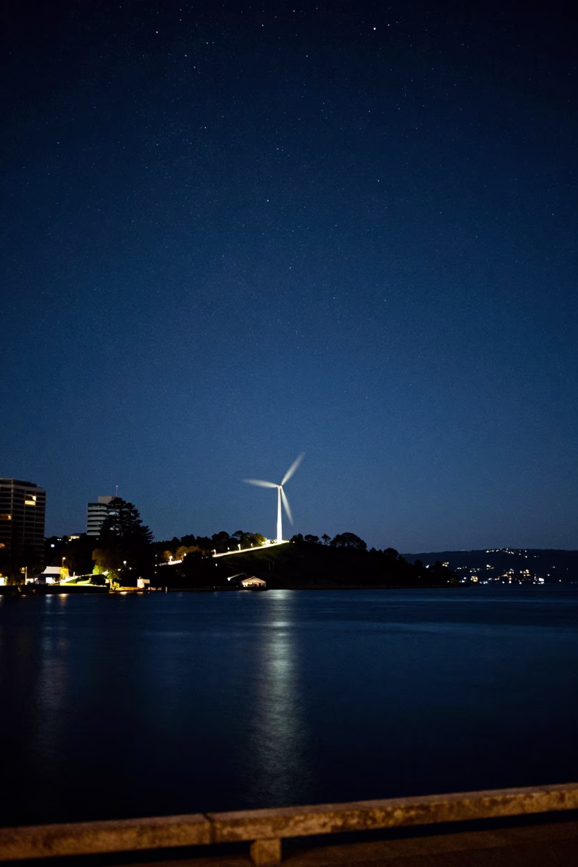 Waterfront in Hobart at The Deepest Night Sky Light in in Hobart, Tasmania, Australia