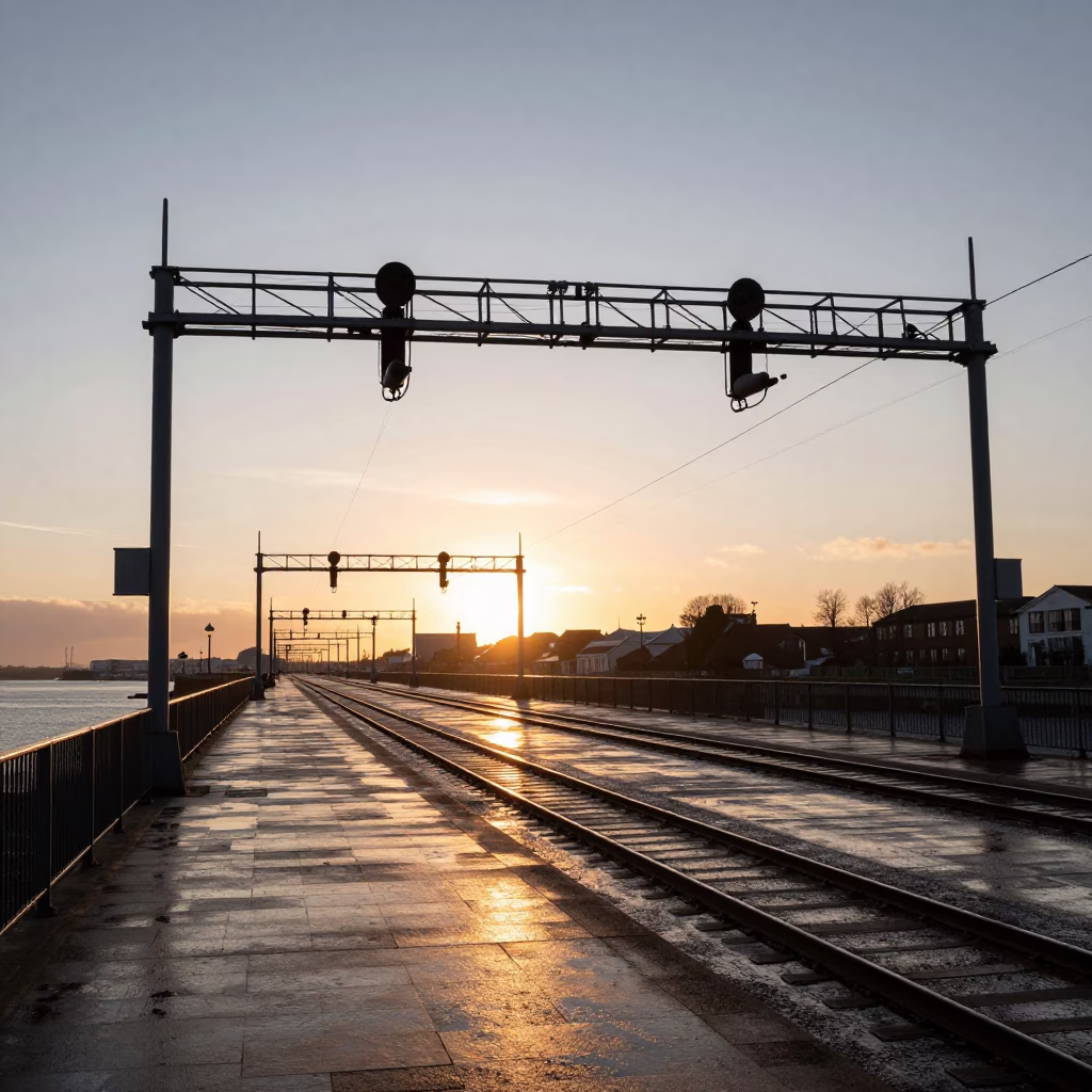 Waterfront in Liverpool at Sunset Light in in Liverpool, United Kingdom