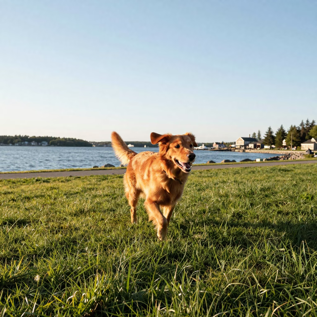 Waterfront Park in Halifax at Clear Late-afternoon Light in in Halifax, Nova Scotia, Canada