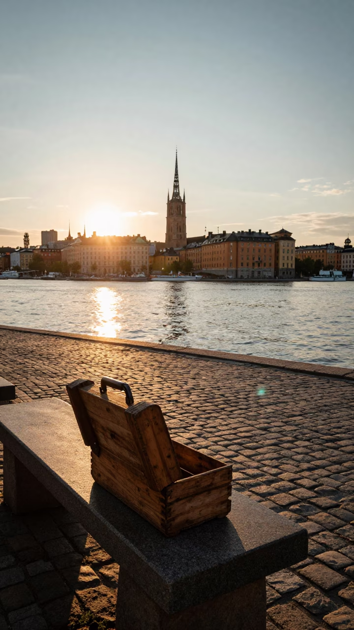 Waterfront View at Golden Hour in Stockholm in in Stockholm, Sweden