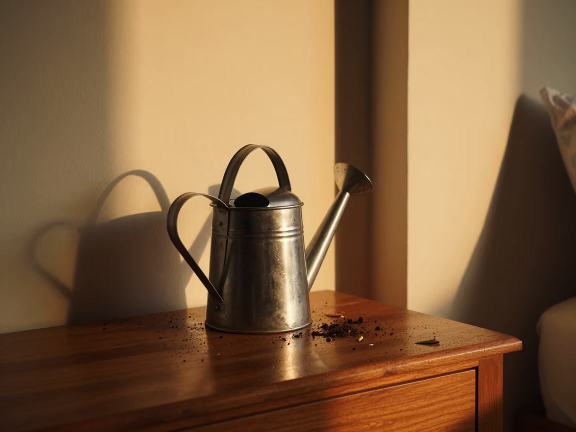 Watering Can on Dresser Before Dusk in on a hotel dresser near Medan