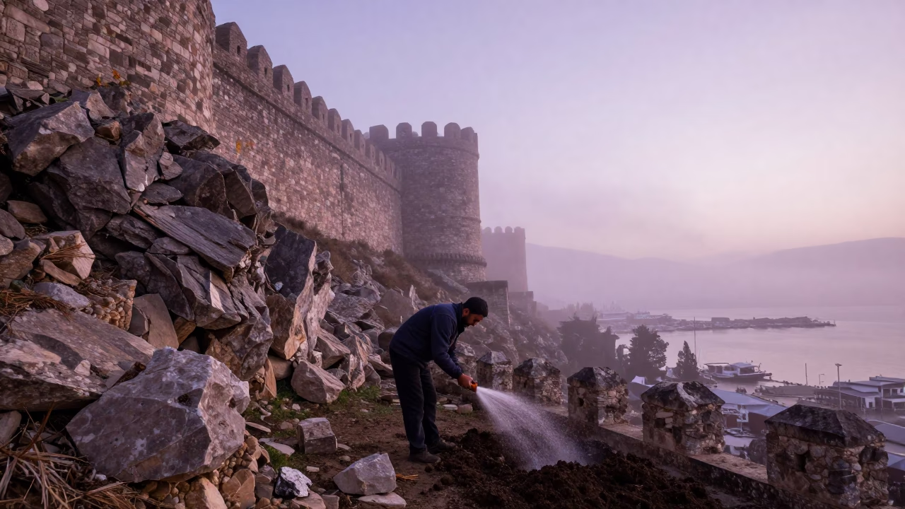 Watering Soil in Izmir in in Izmir, Turkey