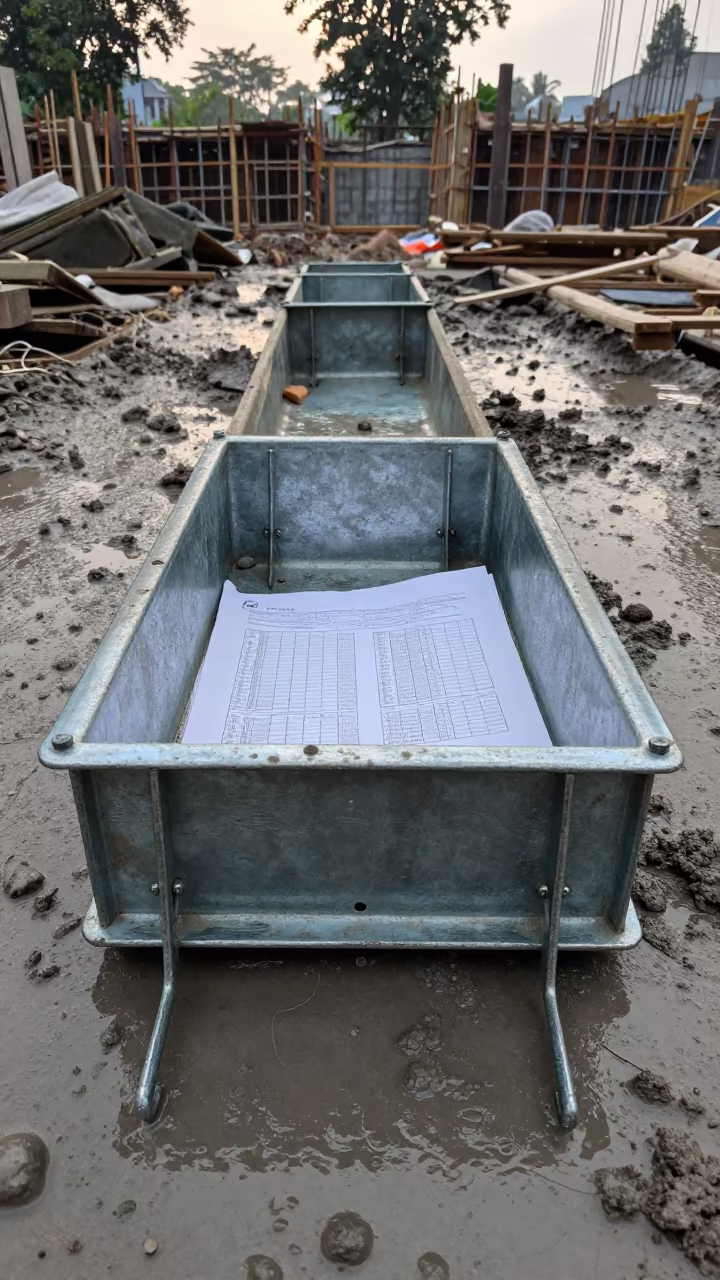 Waterproofing Termination Crate in Dhaka Mud in at a muddy site access road in Dhaka