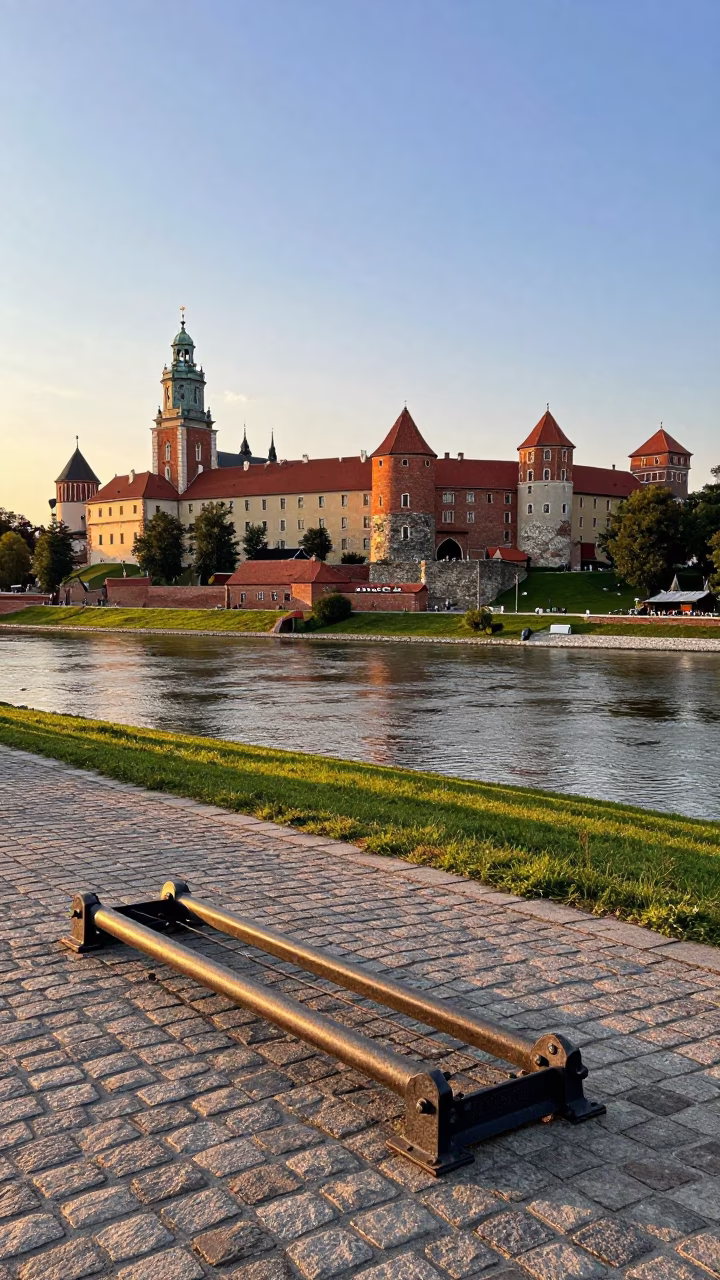 Wawel Castle And Vistula River From Hilltop in Krakow in in Krakow, Poland