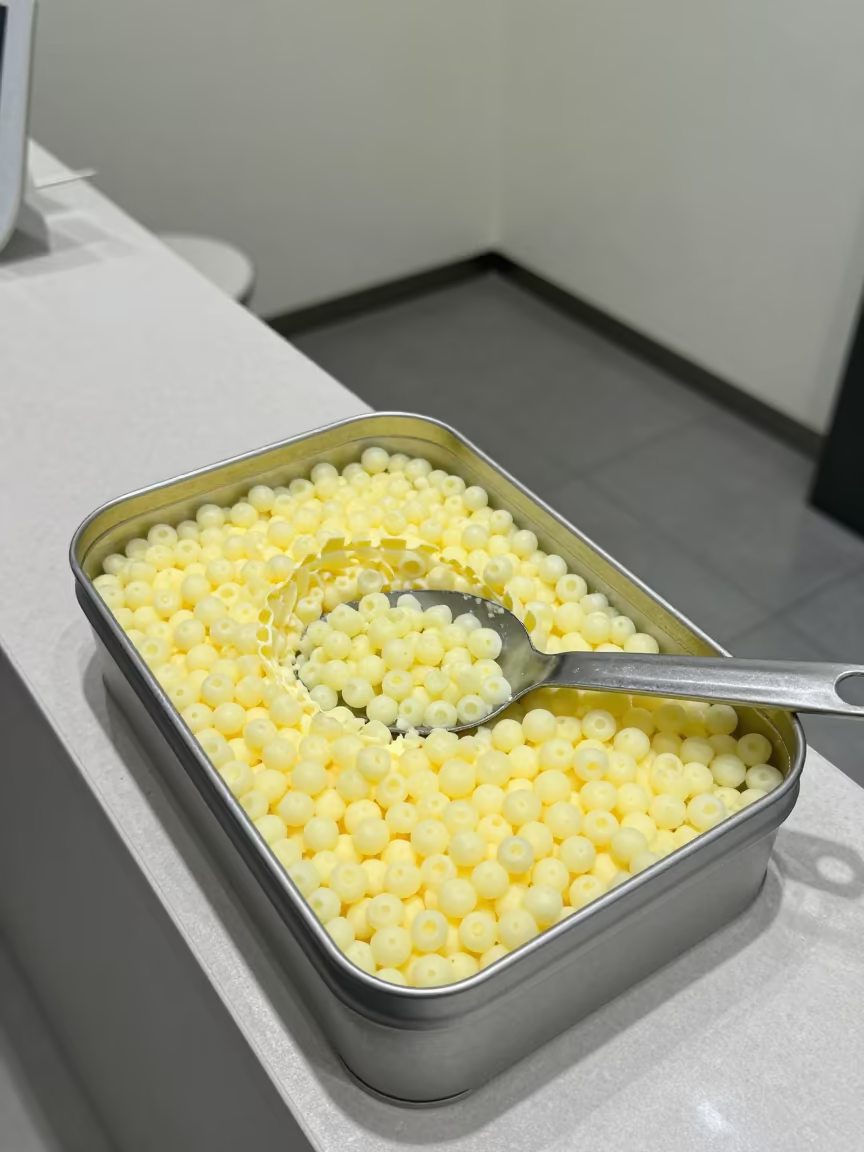 Wax Bead Scoop Tin at Salon Counter in at a salon reception counter near Hangzhou