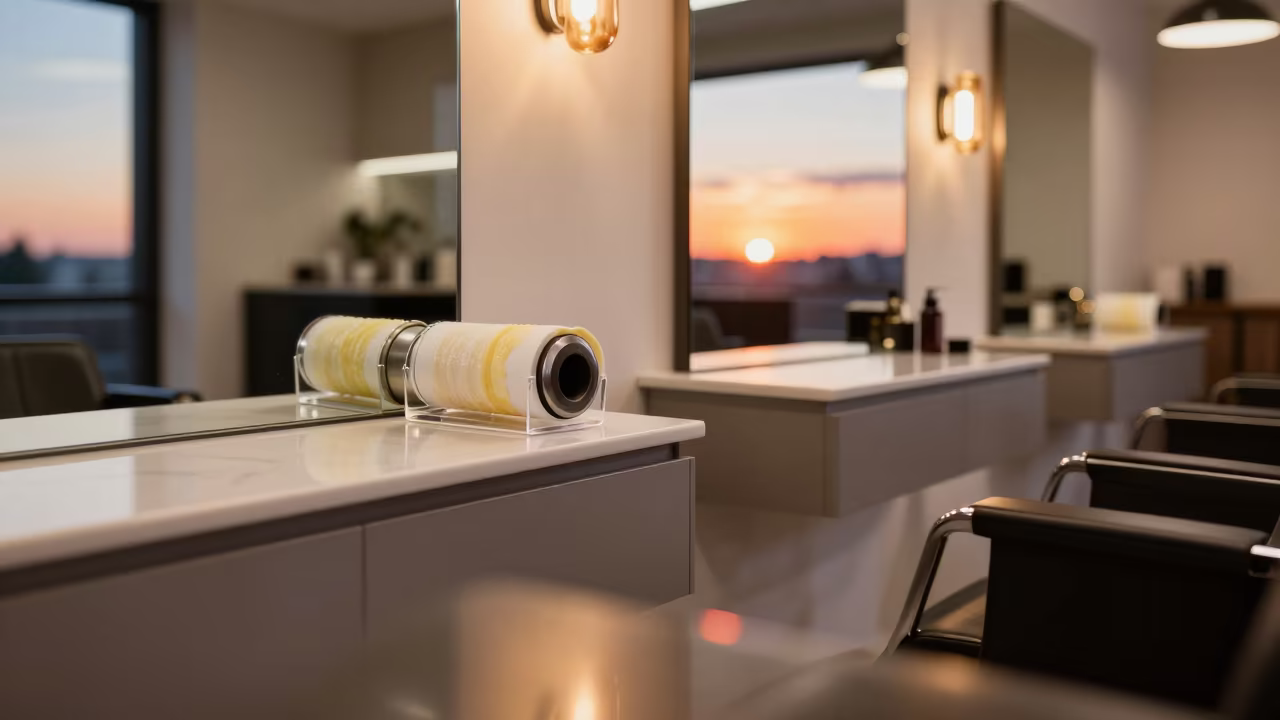 Wax Collar Roll Holder in Juba Salon in inside a salon row near Juba