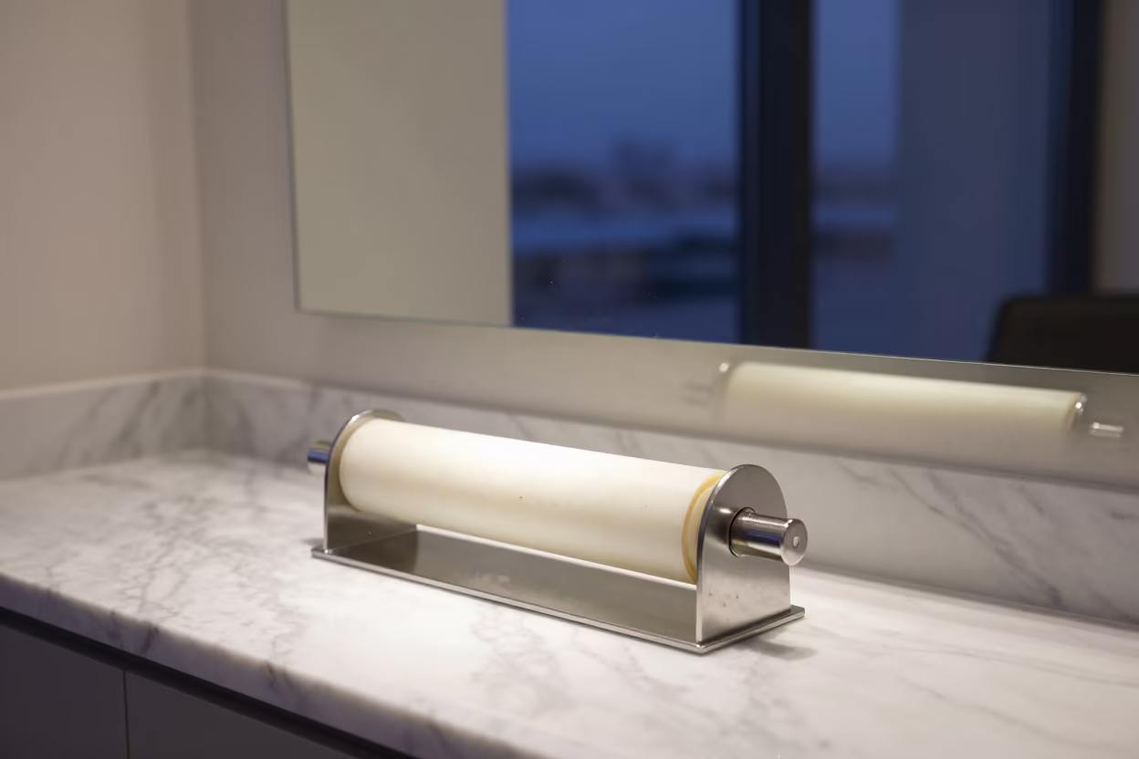 Wax Roll Holder on Dubai Salon Counter in at a salon reception counter near Dubai