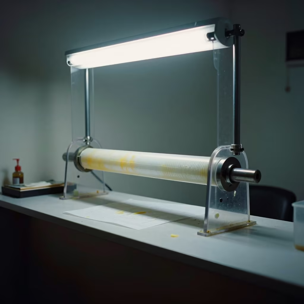 Wax Roll Holder Under Fluorescent Light in Salon in at a salon reception counter in Patna