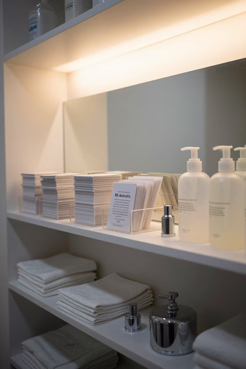 Wax Room Drape Shelf Before Dawn in Isfahan in inside a skincare treatment room in Isfahan