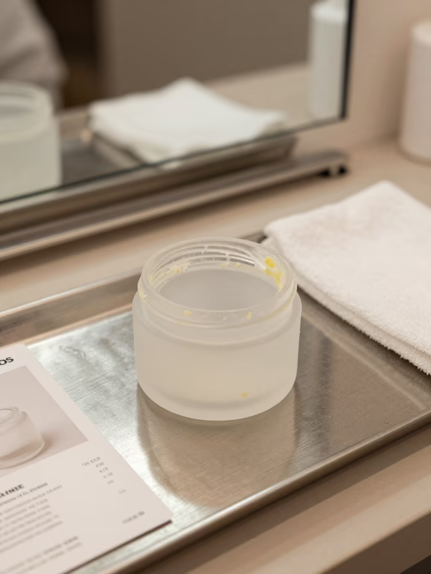 Wax Scoop Jar in Tlaquepaque Salon in inside a skincare treatment room near Tlaquepaque