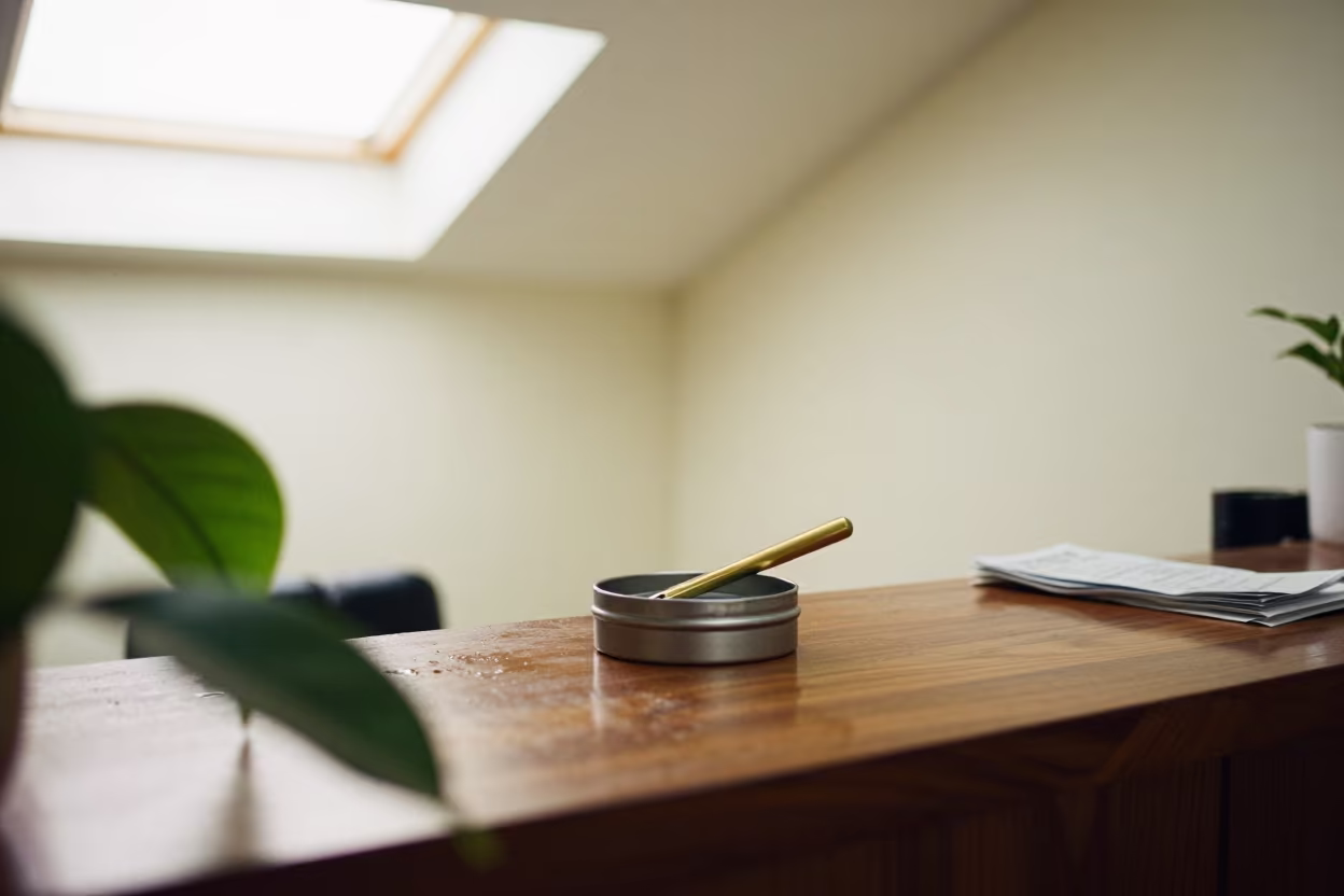 Wax Scoop Tin on Lagos Salon Counter in at a salon reception counter in Yaba, Lagos