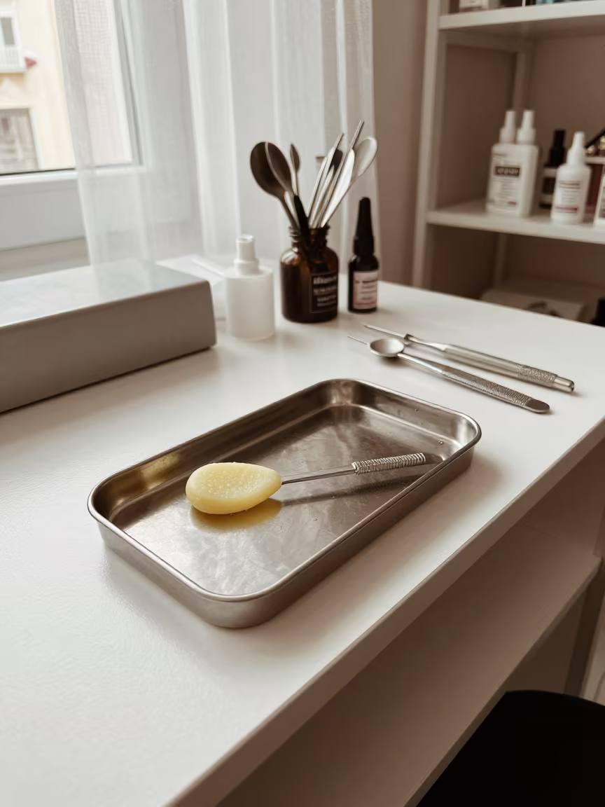 Wax Scoop Tin Midday Service in Almaty Nail Studio in inside a nail studio in Almaty