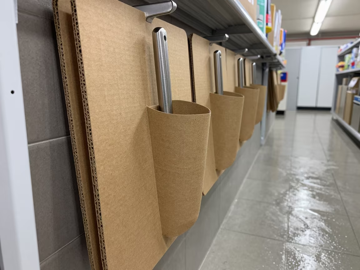 Waxed Cardboard and Wet Tile in Guatire Retail in inside a fitting room corridor near Guatire
