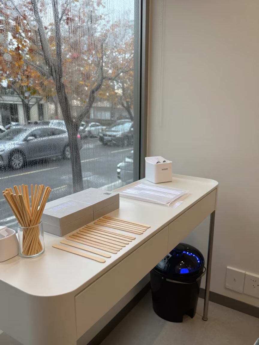 Waxing Station Tools in Gaya Salon Midmorning in inside a salon row in Gaya