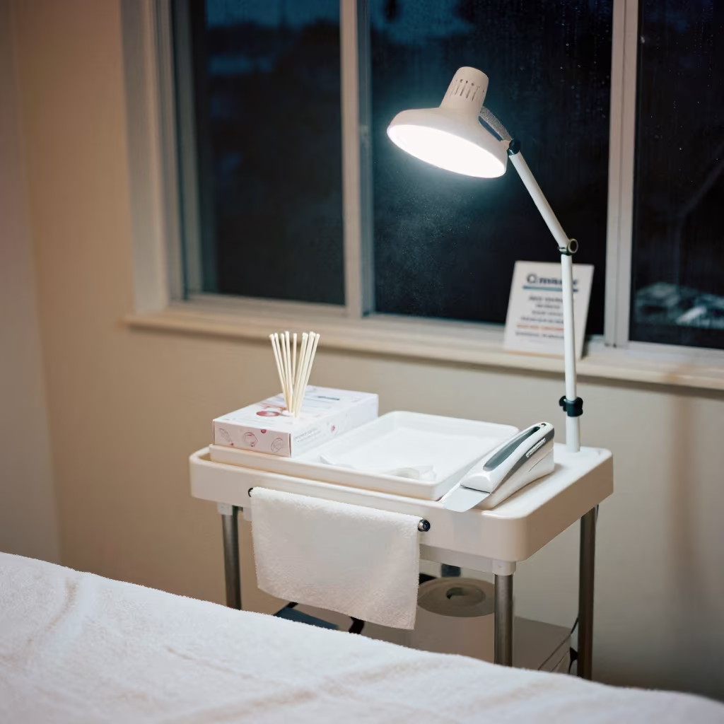 Waxing Station in Warri Skincare Room at Night in inside a skincare treatment room in Warri