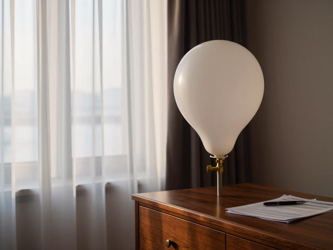 Weather Balloon Release at Dawn in Incheon Hotel in on a hotel dresser in Incheon