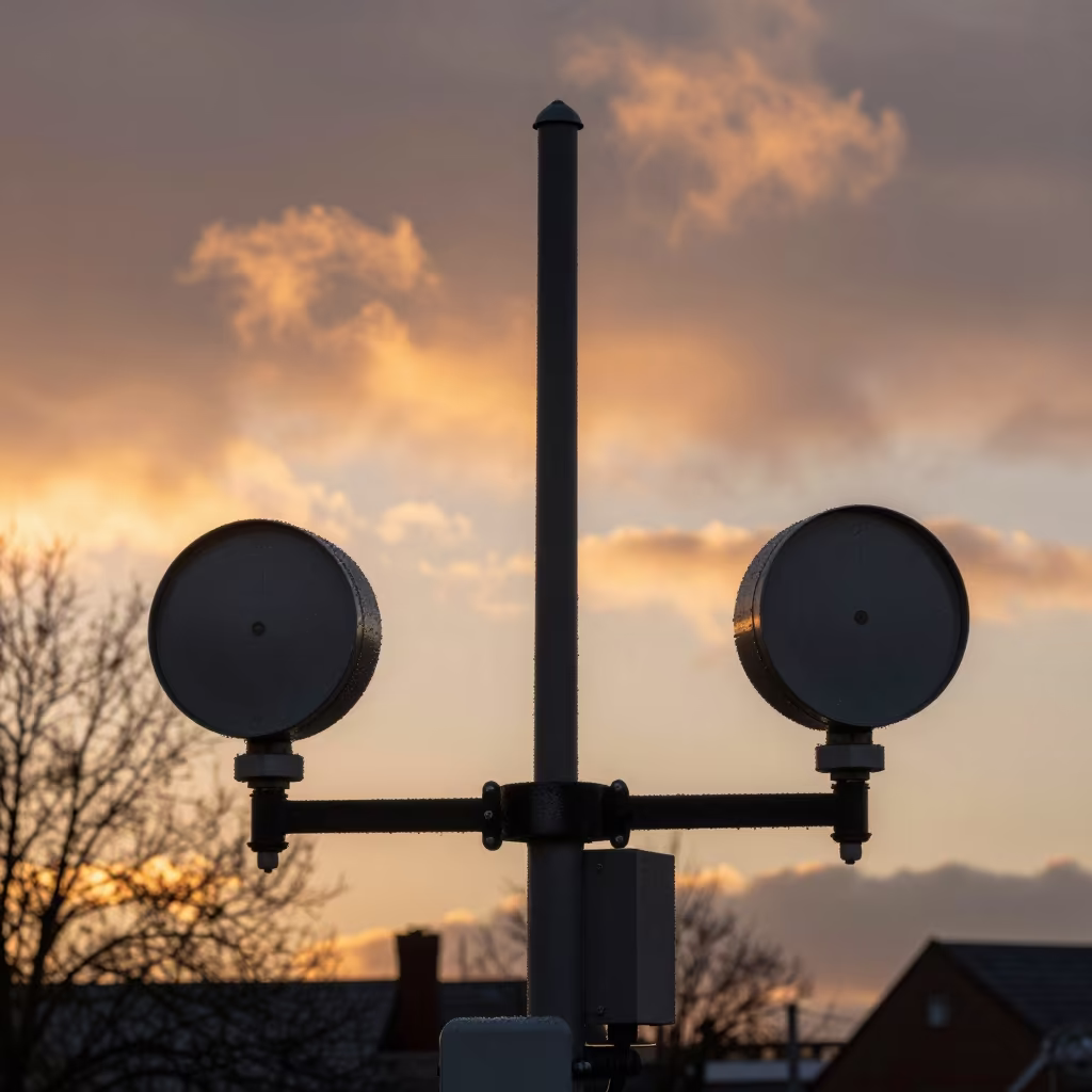 Weather Station Antenna Silhouette Winter Sunset in in Lille