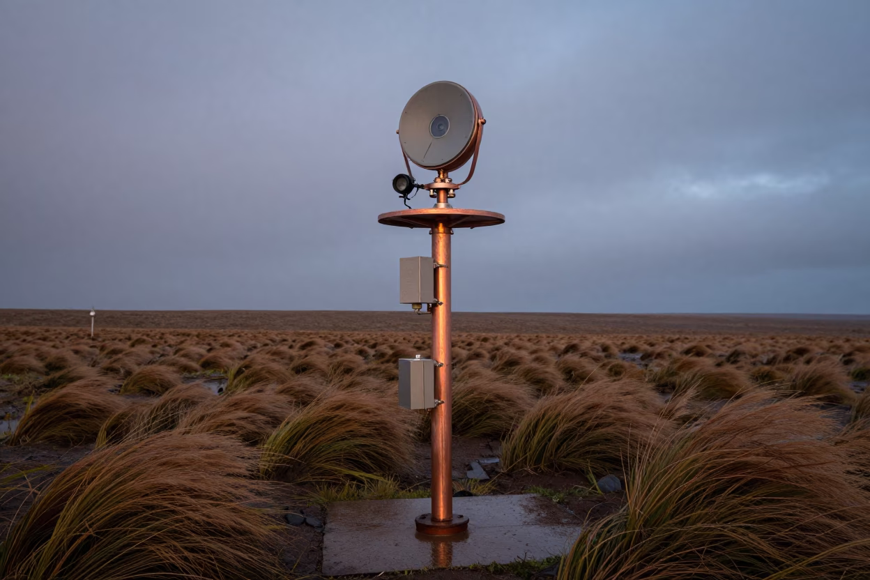 Weather Station Mast in Copper Light in in Puerto Ayacucho