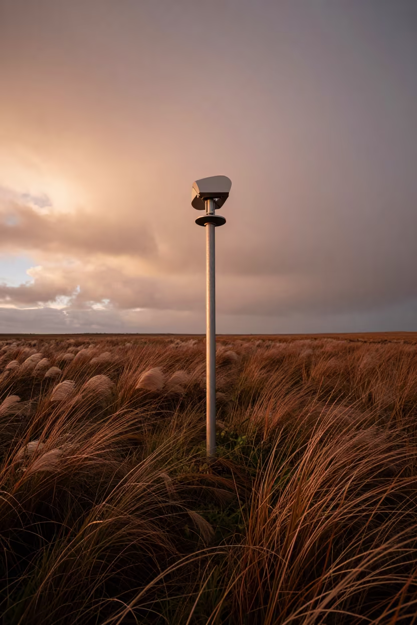 Weather Station Mast Over Tundra Grasses in in Nanning